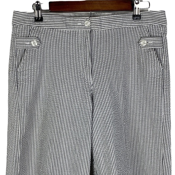 Isaac Mizrahi Metallic Striped Capri Pants Women's 12 Gray White Silver - Picture 3 of 8